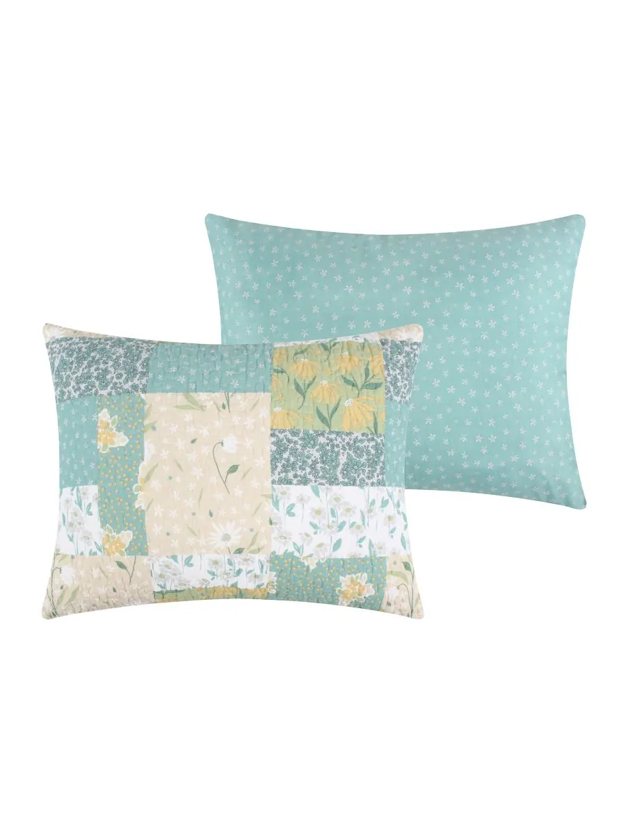 Комплект постельного белья Evangeline Modern Floral, 3 предмета, двусторонний, размер King — изображение 5 из 6, дымка
