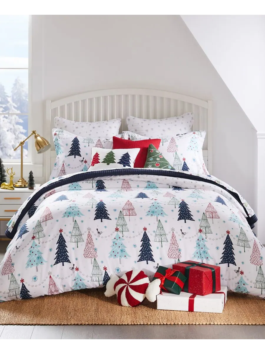 Комплект постельного белья Merry Bright White Pine, двусторонний, 3 предмета, размер King Levtex — изображение 1 из 5, синий