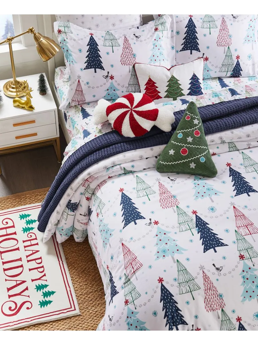 Комплект постельного белья Merry Bright White Pine, двусторонний, 3 предмета, размер King Levtex — изображение 3 из 5, синий