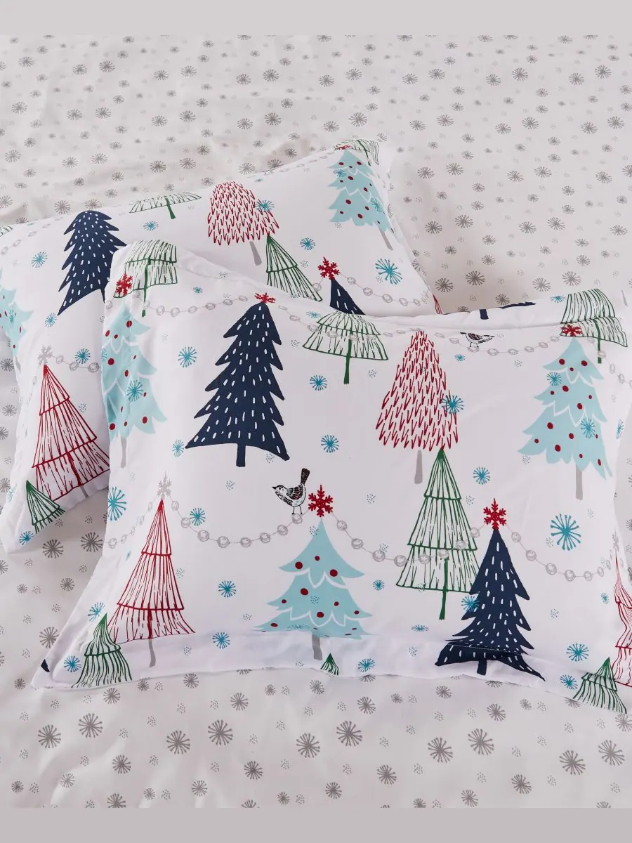 Комплект постельного белья Merry Bright White Pine, двусторонний, 3 предмета, размер King Levtex — изображение 4 из 5, синий