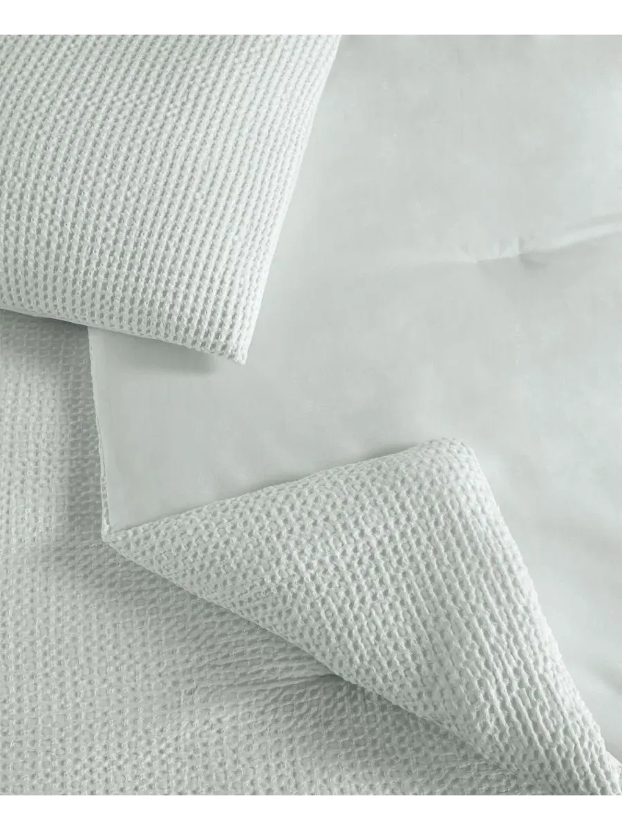 Комплект стеганого одеяла из хлопка 3 предмета Stone washed Cotton Waffle Laundry — изображение 3 из 7, светлый серый