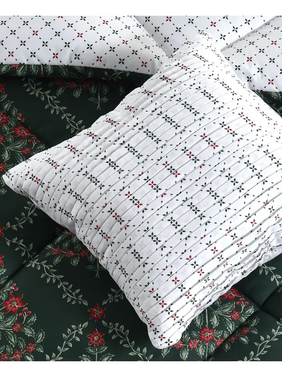 Комплект стеганого одеяла с флористическим принтом Holly Tree Floral Lenox — изображение 5 из 10, зеленый