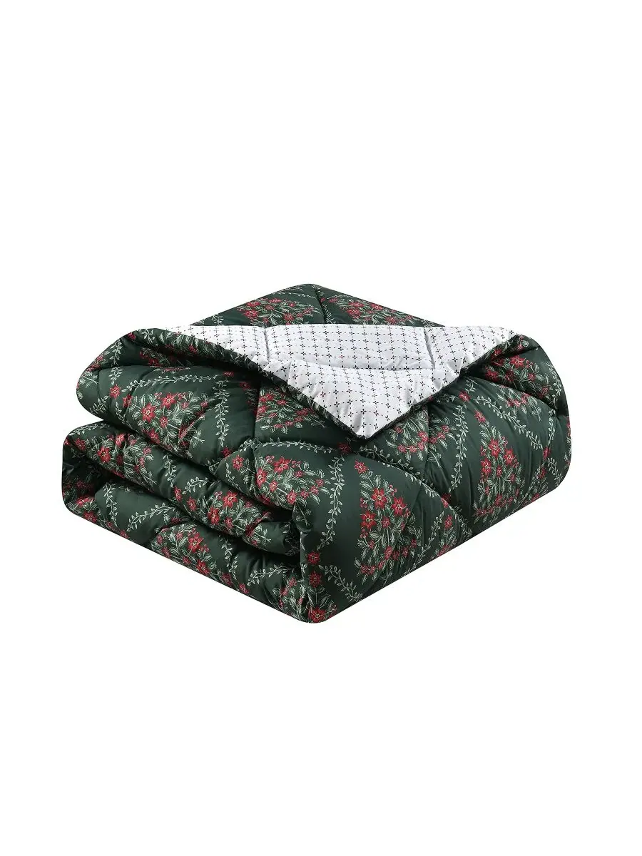 Комплект стеганого одеяла с флористическим принтом Holly Tree Floral Lenox — изображение 8 из 10, зеленый