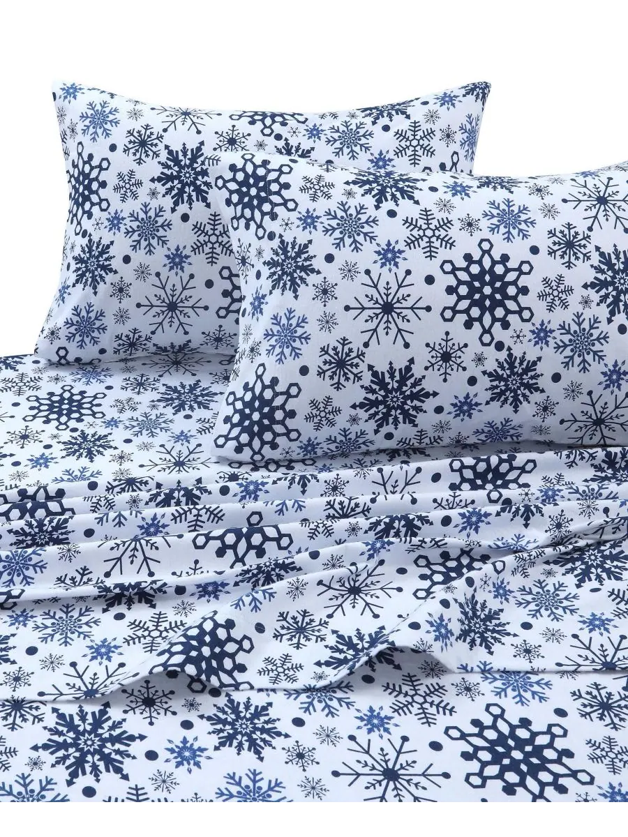 Комплект постельного белья из хлопковой фланели с праздничным принтом, 4 предмета, размер king