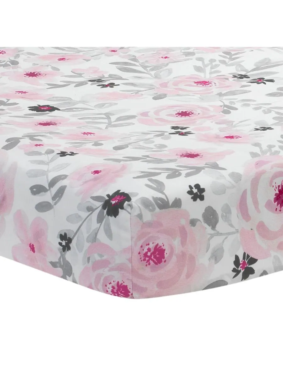 Bedtime Originals Комплект постельного белья для мини-кроватки «Blossom Pink Watercolor Floral» из — изображение 6 из 7