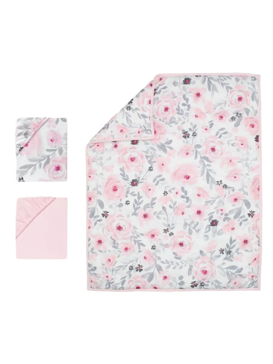 Bedtime Originals Комплект постельного белья для мини-кроватки «Blossom Pink Watercolor Floral» из — изображение 7 из 7