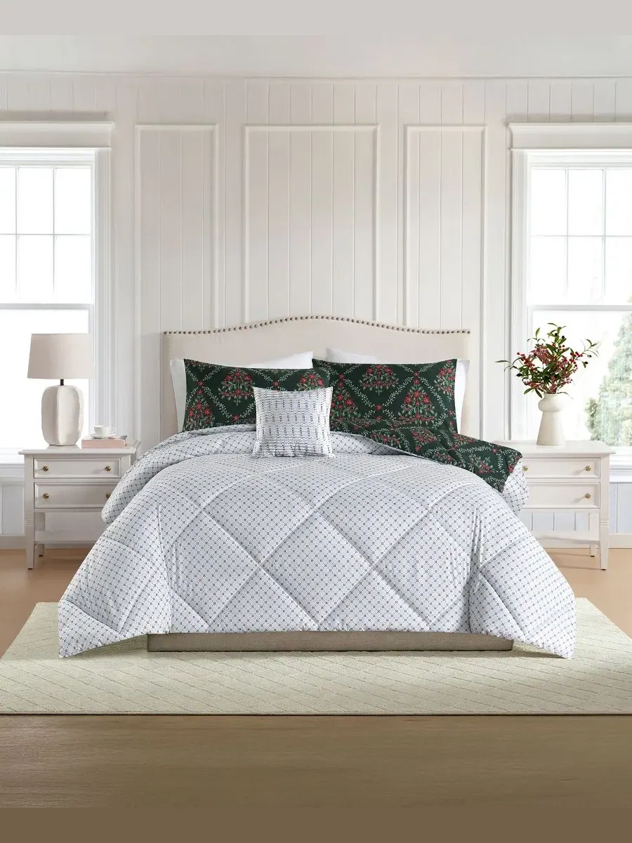 Комплект постельного белья 4 предмета Holly Tree Lenox — изображение 2 из 10, зеленый