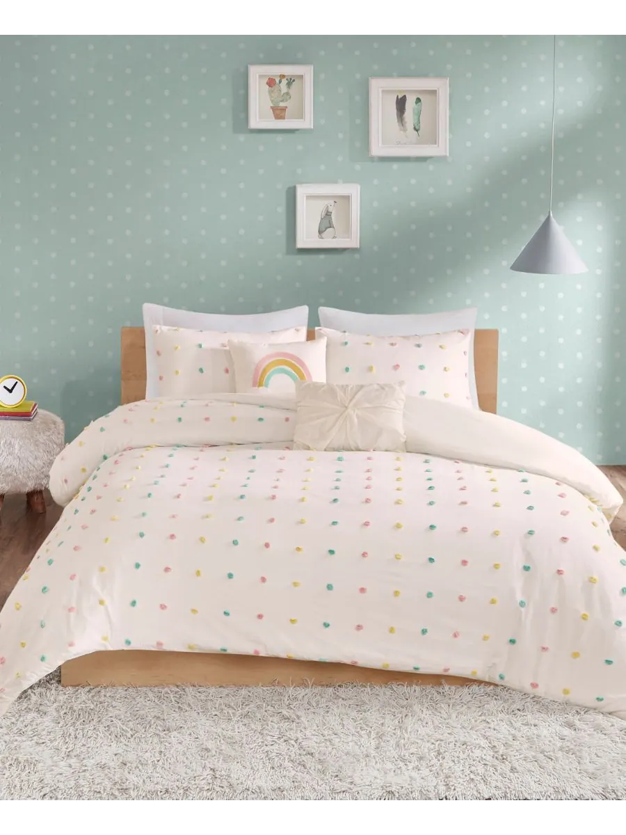 Комплект постельного белья Intelligent Design Callie Pom Pom, 4 предмета, размер Twin/Twin XL