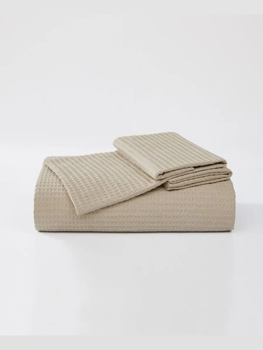 Комплект постельного белья Heritage Cotton Waffle, 3 предмета, размер Full/Queen Cannon — изображение 6 из 6, хаки