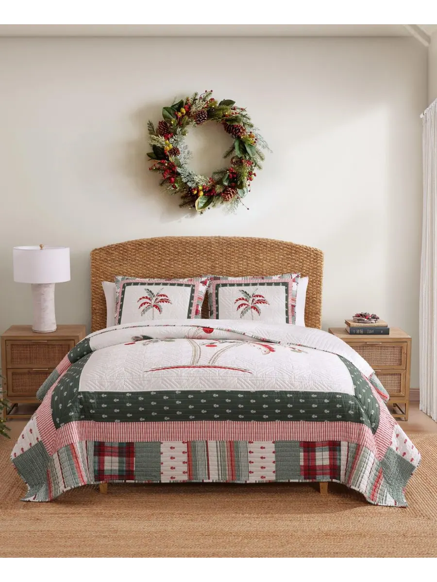 Комплект постельного белья Tommy Bahama Palm Tree Patchwork, двусторонний, 3 предмета, размер