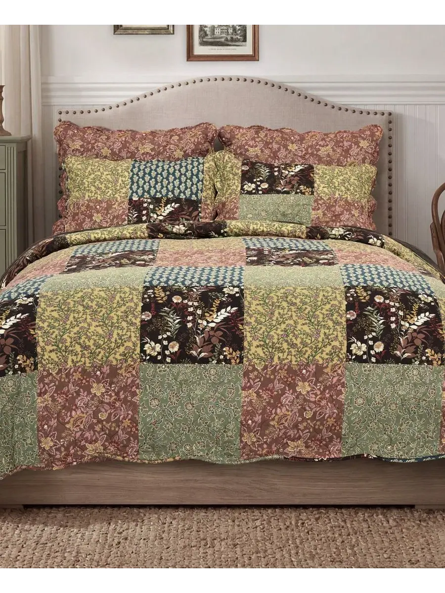 Комплект стеганого одеяла 3 предмета Hazel Reversible Greenland Home Fashions