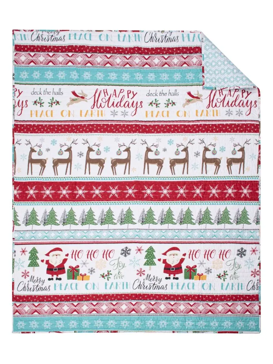 Плед стеганый Merry Bright Ho Ho Holidays, 127 x 152 см Levtex Home — изображение 5 из 6, мульти