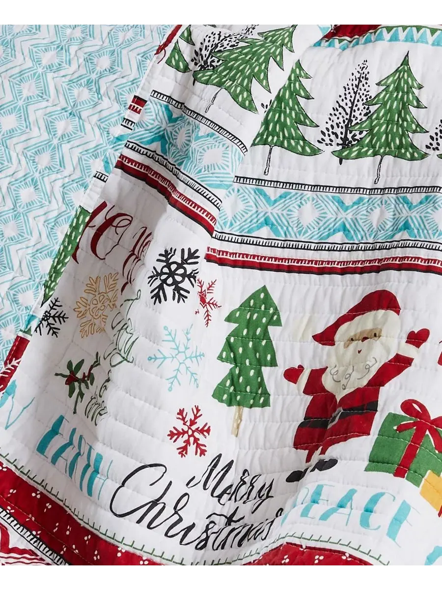 Плед стеганый Merry Bright Ho Ho Holidays, 127 x 152 см Levtex Home — изображение 6 из 6, мульти