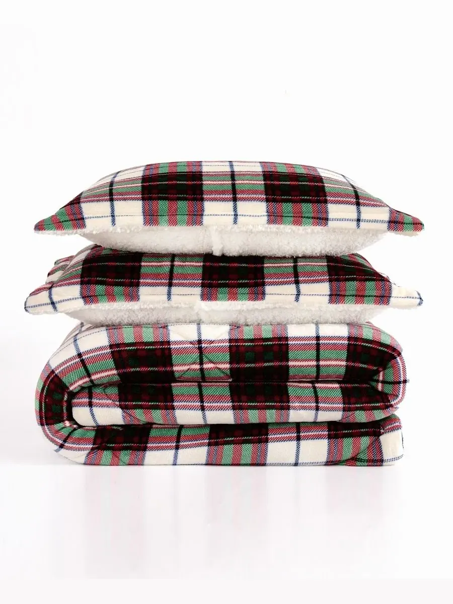Комплект постельного белья Marlon Plaid, King Truly Soft — изображение 5 из 6, красный белый