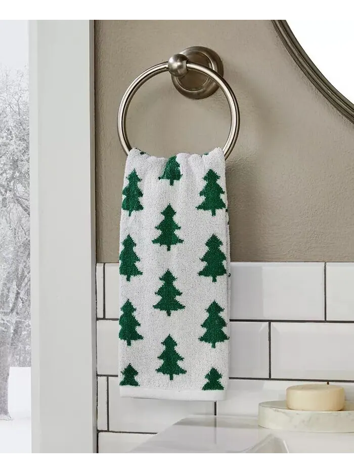 Набор полотенец для рук SKL Home Holiday Trees хлопковых с узором, 2 шт — изображение 3 из 4, бело-зеленый