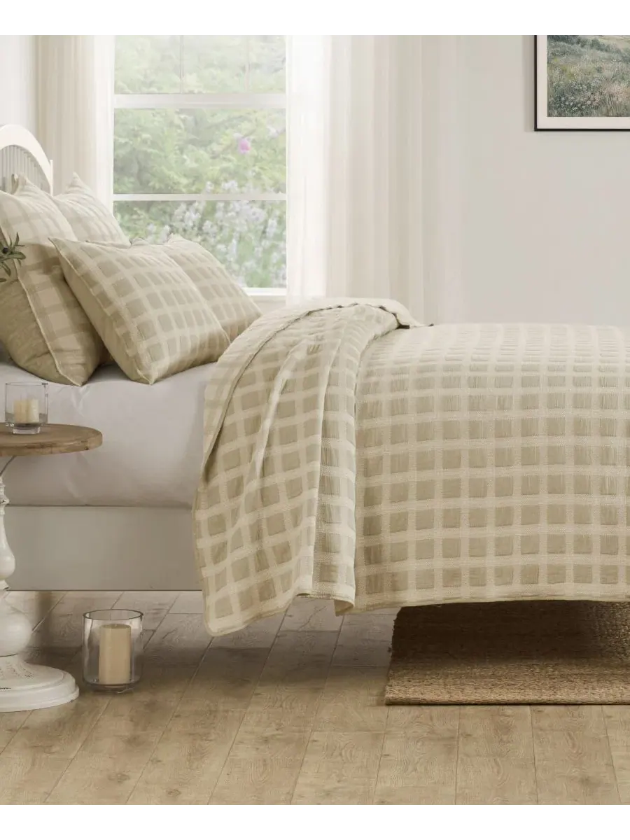 Покрывало-комплект Millhouse Jacquard-Woven 3-Piece Coverlet Set Greenland Home Fashions — изображение 5 из 6, тауп