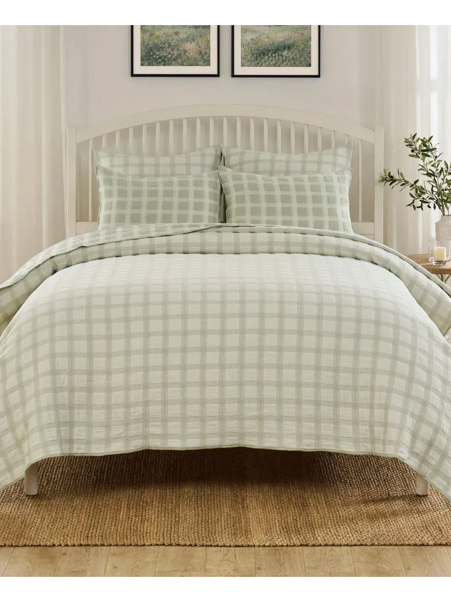 Покрывало-набор из 3 предметов Millhouse Jacquard-Woven, Full/Queen Greenland Home Fashions — изображение 2 из 6, шалфейный