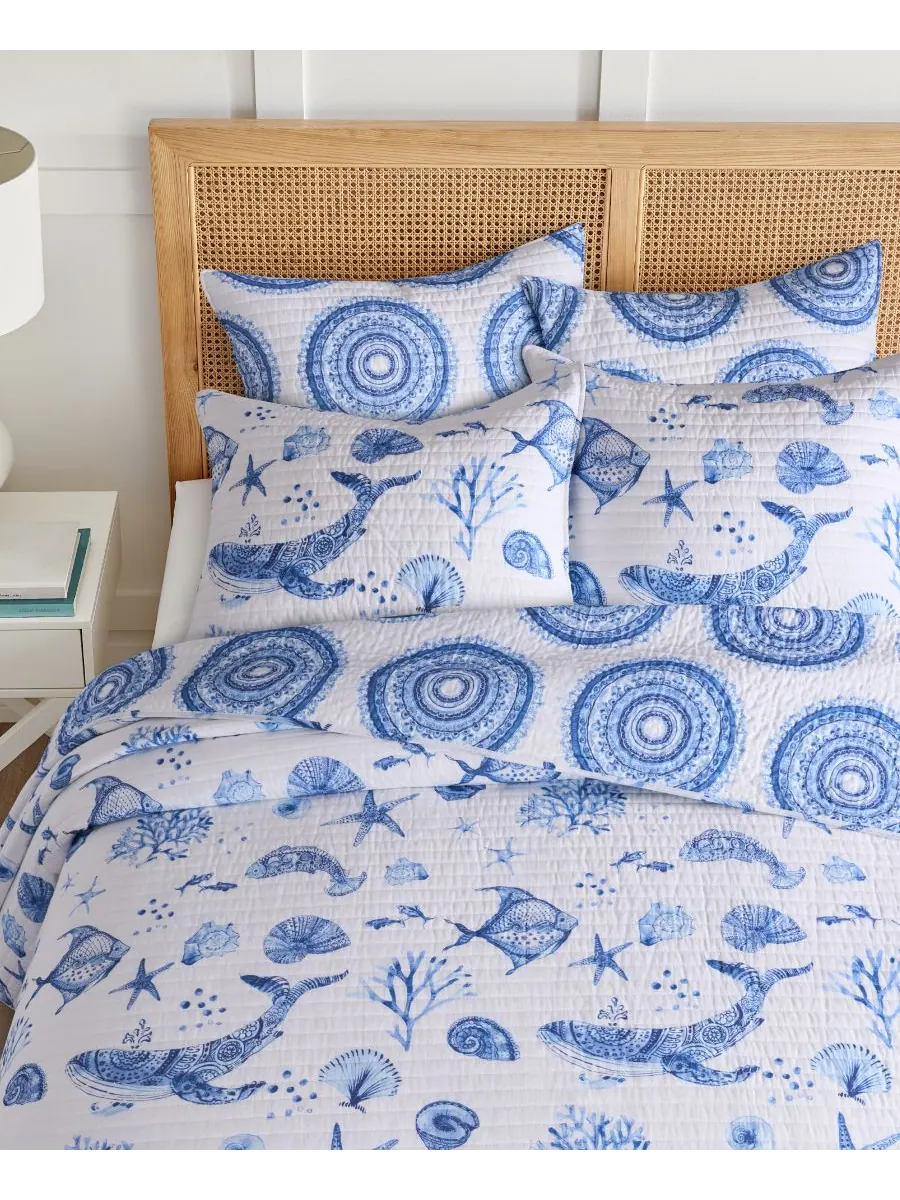 Комплект из 2 подушек Home Batik Ocean, европейский стиль Levtex — изображение 2 из 4, синий