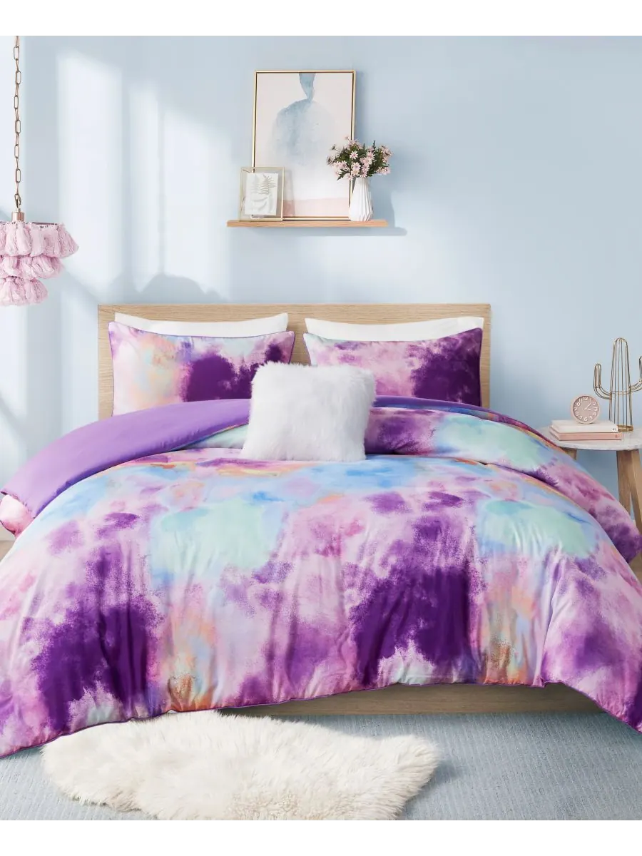 Комплект постельного белья cassiopeia watercolor tie dye, 3 предмета, размер twin/twin xl — изображение 1 из 9, фиолетовый