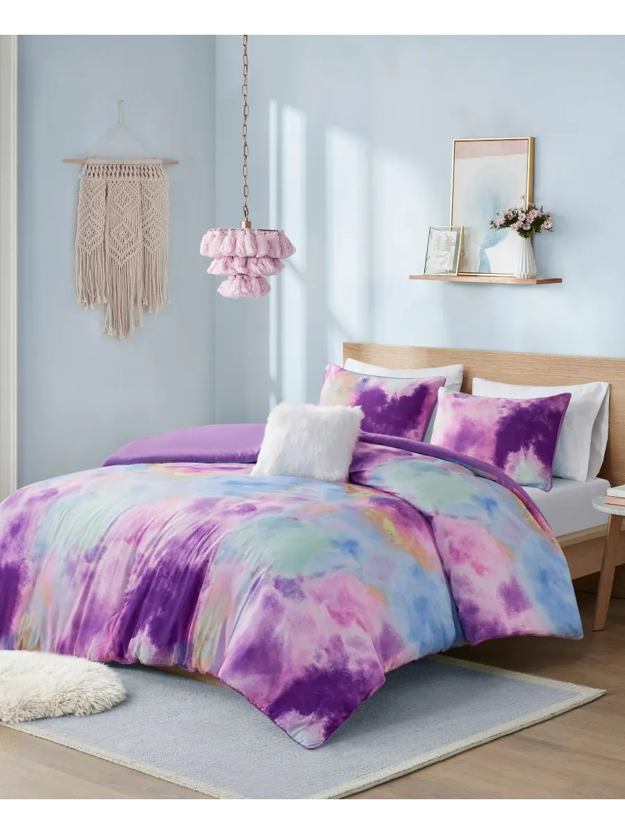 Комплект постельного белья cassiopeia watercolor tie dye, 3 предмета, размер twin/twin xl — изображение 2 из 9, фиолетовый