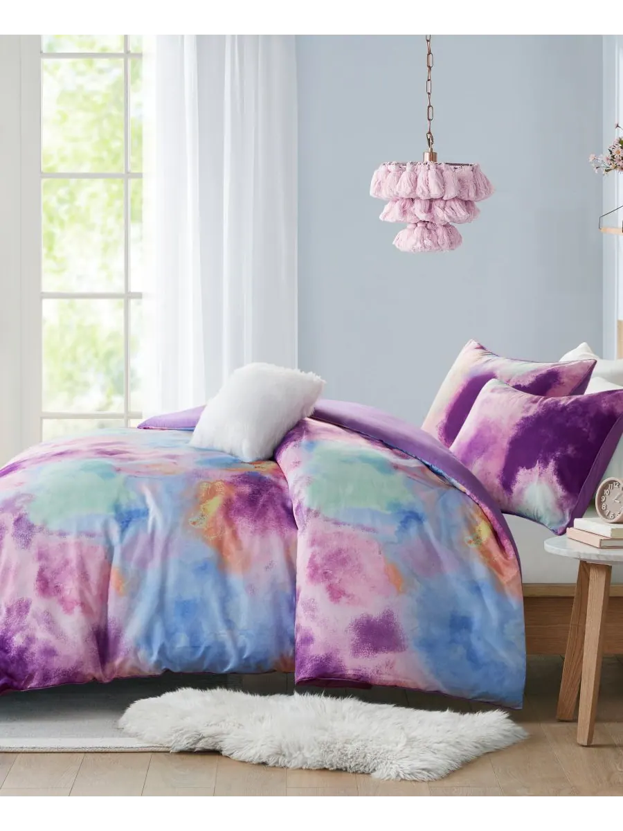 Комплект постельного белья cassiopeia watercolor tie dye, 3 предмета, размер twin/twin xl — изображение 4 из 9, фиолетовый