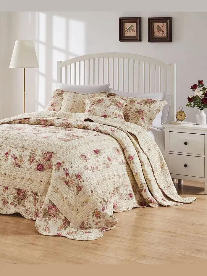 Коллекция традиционных покрывал Antique Rose из 100% хлопка Greenland Home Fashions — изображение 4 из 4, экру