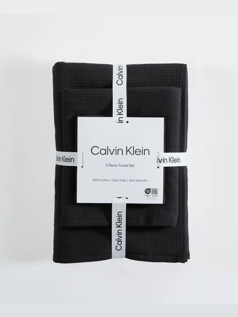 Calvin Klein Eternity набор полотенец из однотонной хлопковой махровой ткани, 3 предмета — изображение 2 из 8, черный