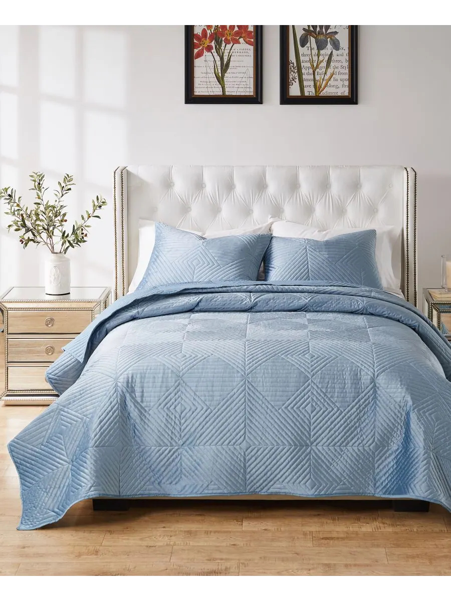 Комплект постельного белья Riviera Velvet из 3 предметов с тонкой вышивкой, размер King/California