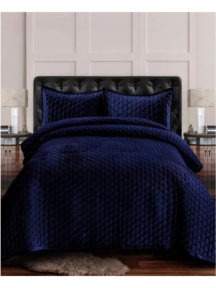 Lugano Honeycomb Velvet Большой однотонный комплект одеял Tribeca Living