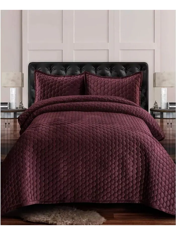 Lugano Honeycomb Velvet Большой однотонный комплект одеял Tribeca Living