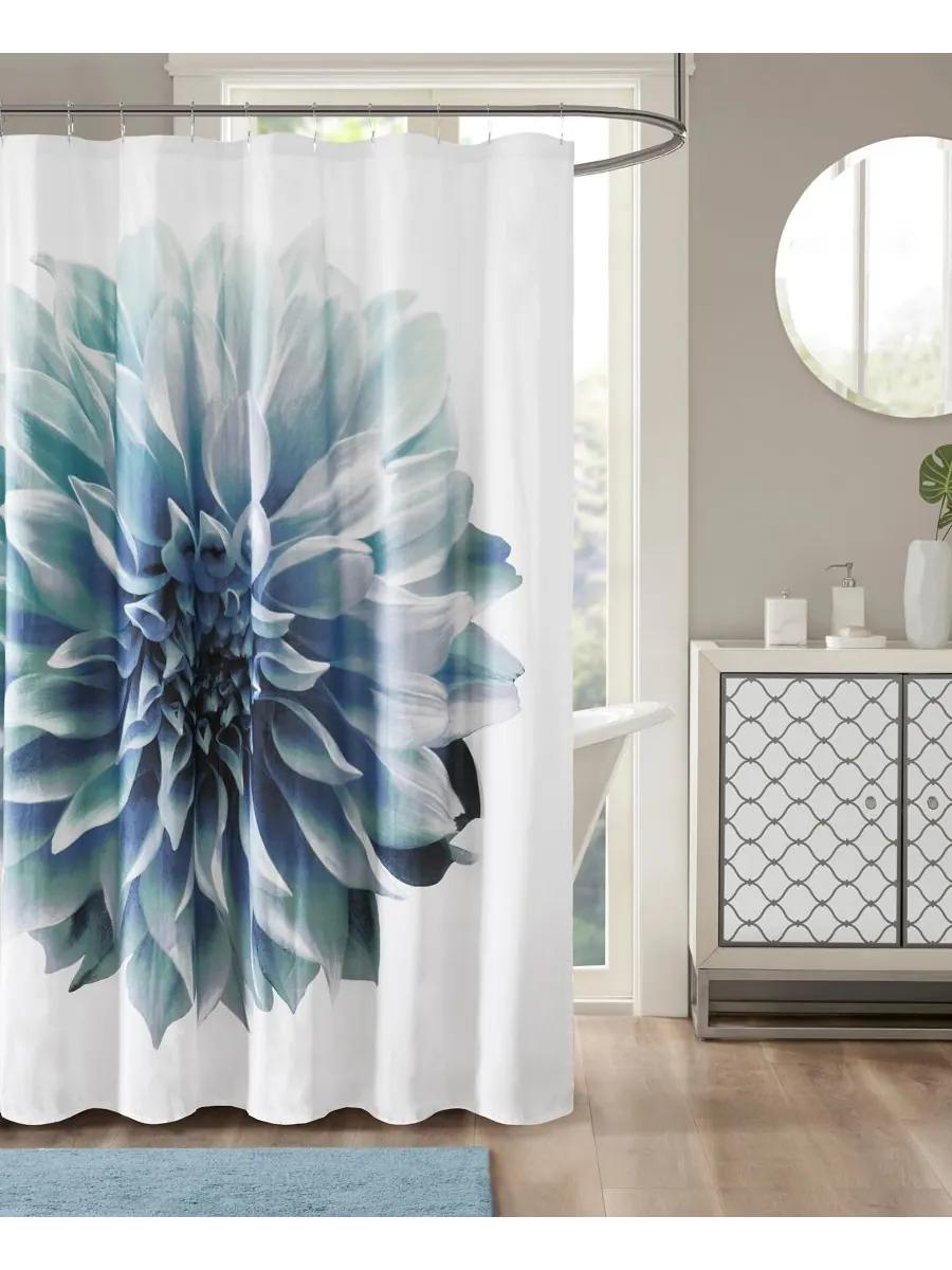 Шторка для душа Norah из хлопкового перкаля, 72" x 72" Madison Park — изображение 1 из 3, голубой