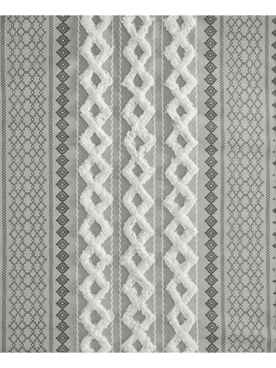 Шторка для душа Imani в полоску из хлопковой синели, 72" x 72" INK+IVY — изображение 6 из 6, серый