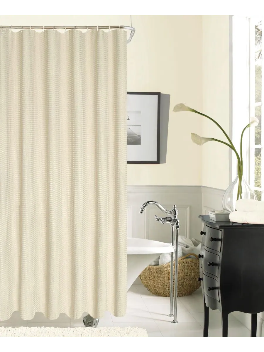 Шторка для душа с вафельным плетением, 70 x 72 дюйма Dainty Home — бежевый
