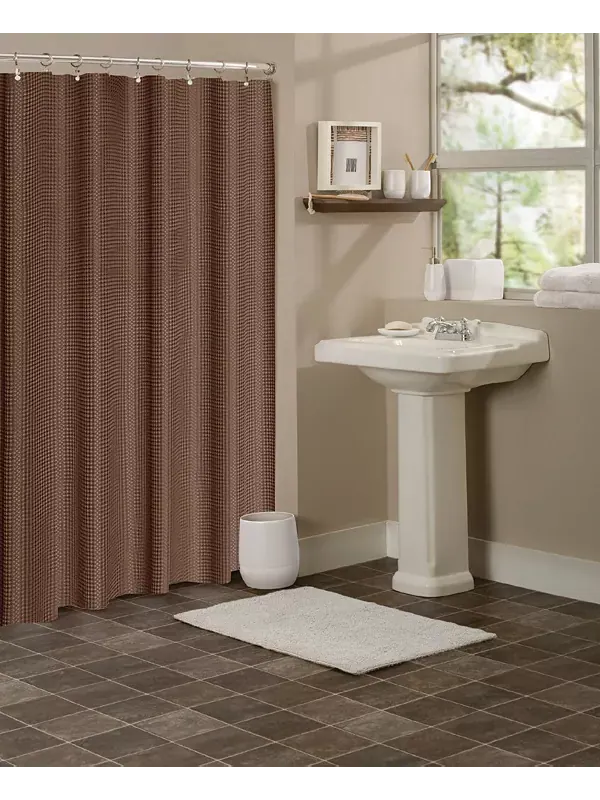 Вафельная занавеска для душа, 70" x 72" Dainty Home — изображение 1 из 2, коричневый