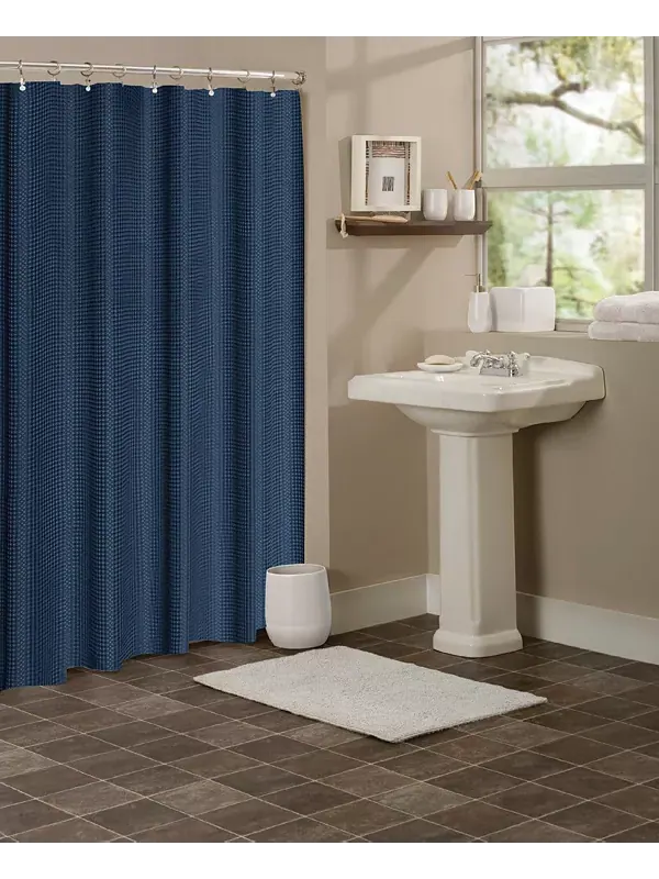 Вафельная занавеска для душа, 70" x 72" Dainty Home — синий