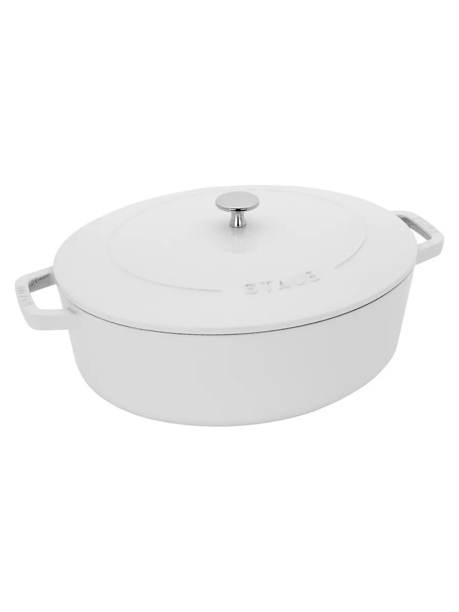 Овальная чугунная утятница Staub Wide, 31 см, 5.9 л — белый