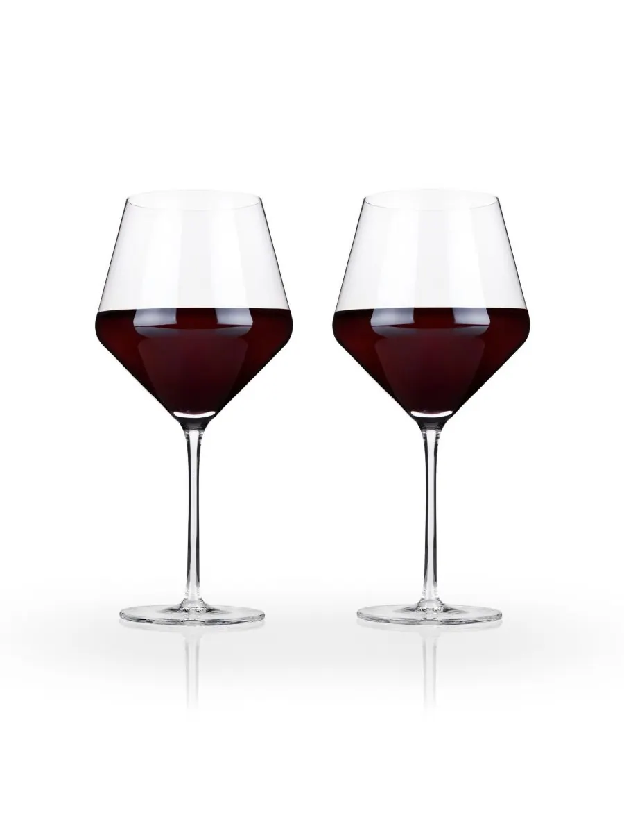 Набор из 2 бутылок Raye Angled Burgundy, 21 унция Viski — прозрачный