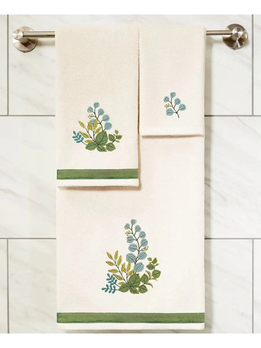 Набор из двух полотенец для рук из турецкого хлопка с вышивкой Botanica Linum Home — изображение 3 из 3, бежевый