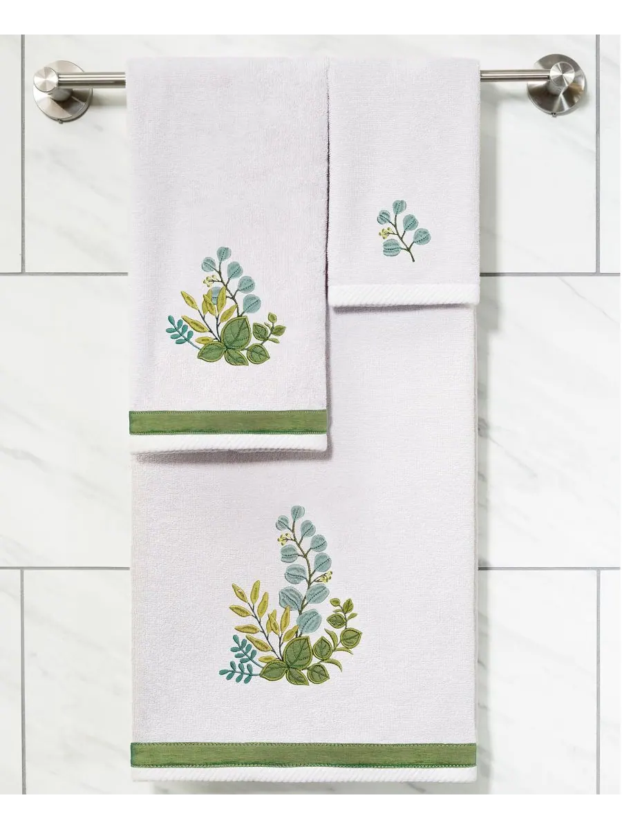 Набор из двух полотенец для рук из турецкого хлопка с вышивкой Botanica Linum Home — изображение 3 из 3, серебряный