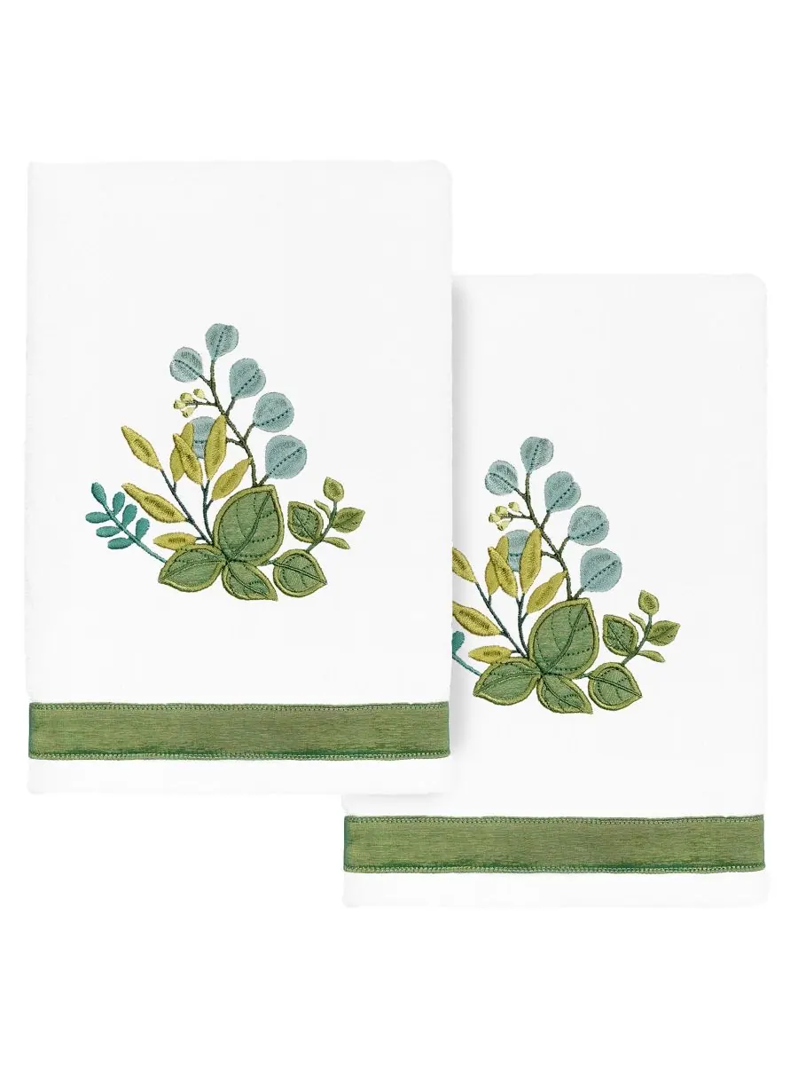 Набор из двух полотенец для рук из турецкого хлопка с вышивкой Botanica Linum Home — изображение 1 из 3, белый