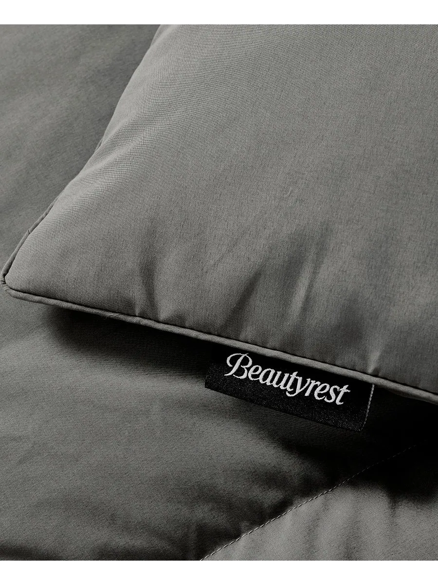 Одеяло из цветного микрофибрового пера и пуха, размер Twin Beautyrest — изображение 3 из 6, серый