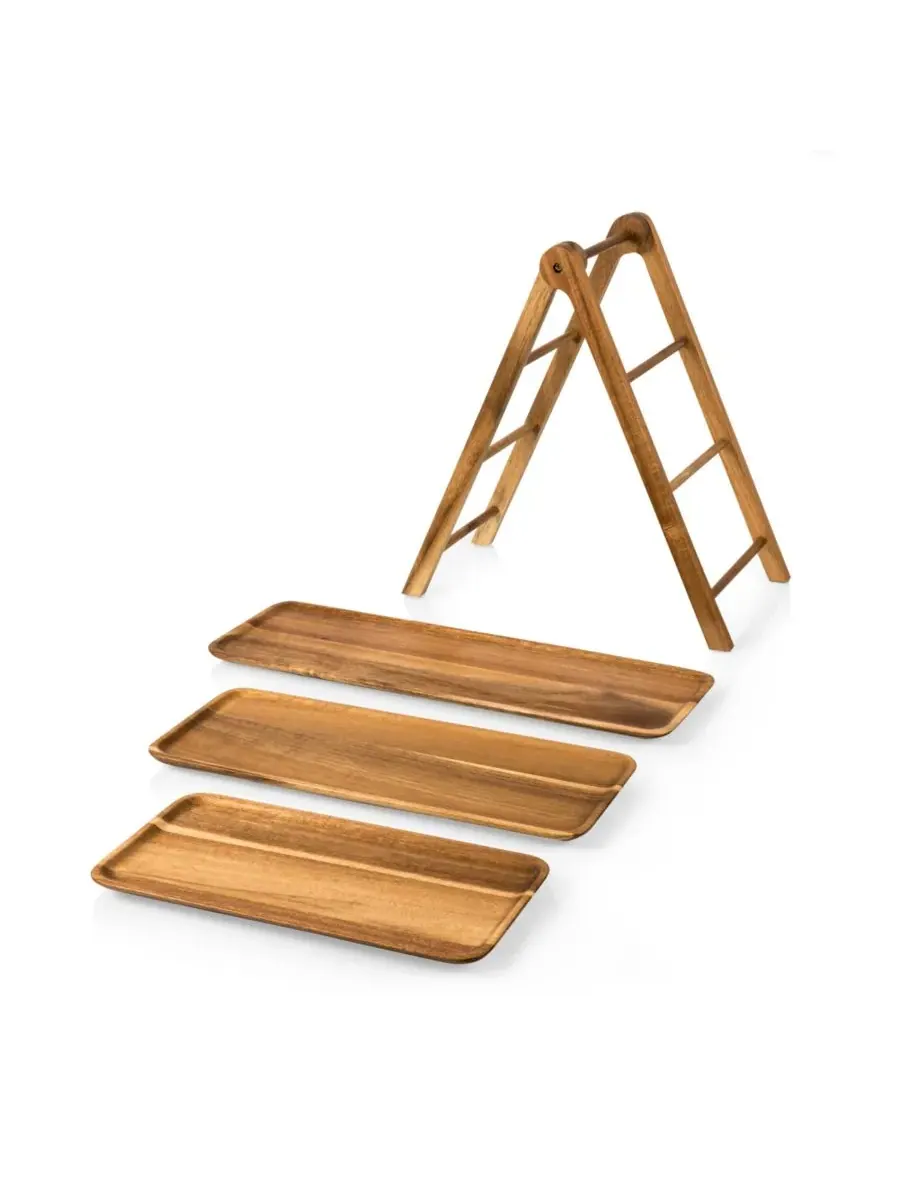 Сервировочная станция Toscana by Serving Ladder с 3 ярусами Picnic Time — изображение 4 из 10, коричневый