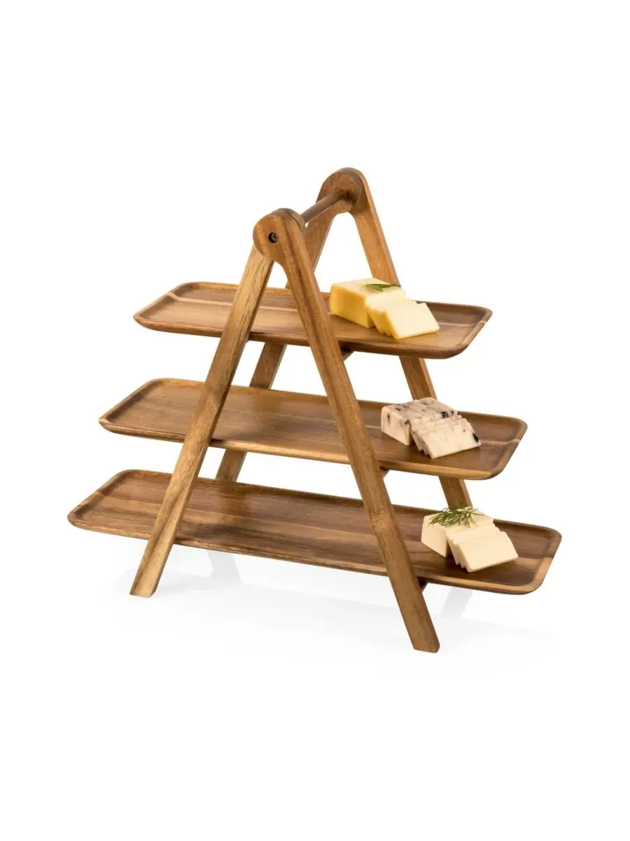 Сервировочная станция Toscana by Serving Ladder с 3 ярусами Picnic Time — изображение 6 из 10, коричневый