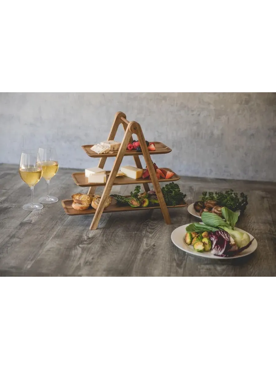Сервировочная станция Toscana by Serving Ladder с 3 ярусами Picnic Time — изображение 8 из 10, коричневый