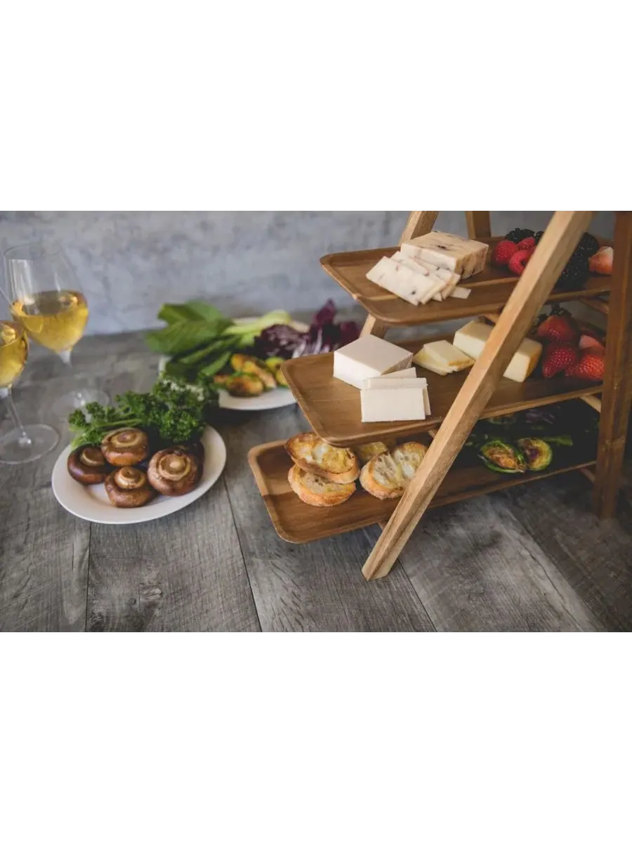 Сервировочная станция Toscana by Serving Ladder с 3 ярусами Picnic Time — изображение 9 из 10, коричневый