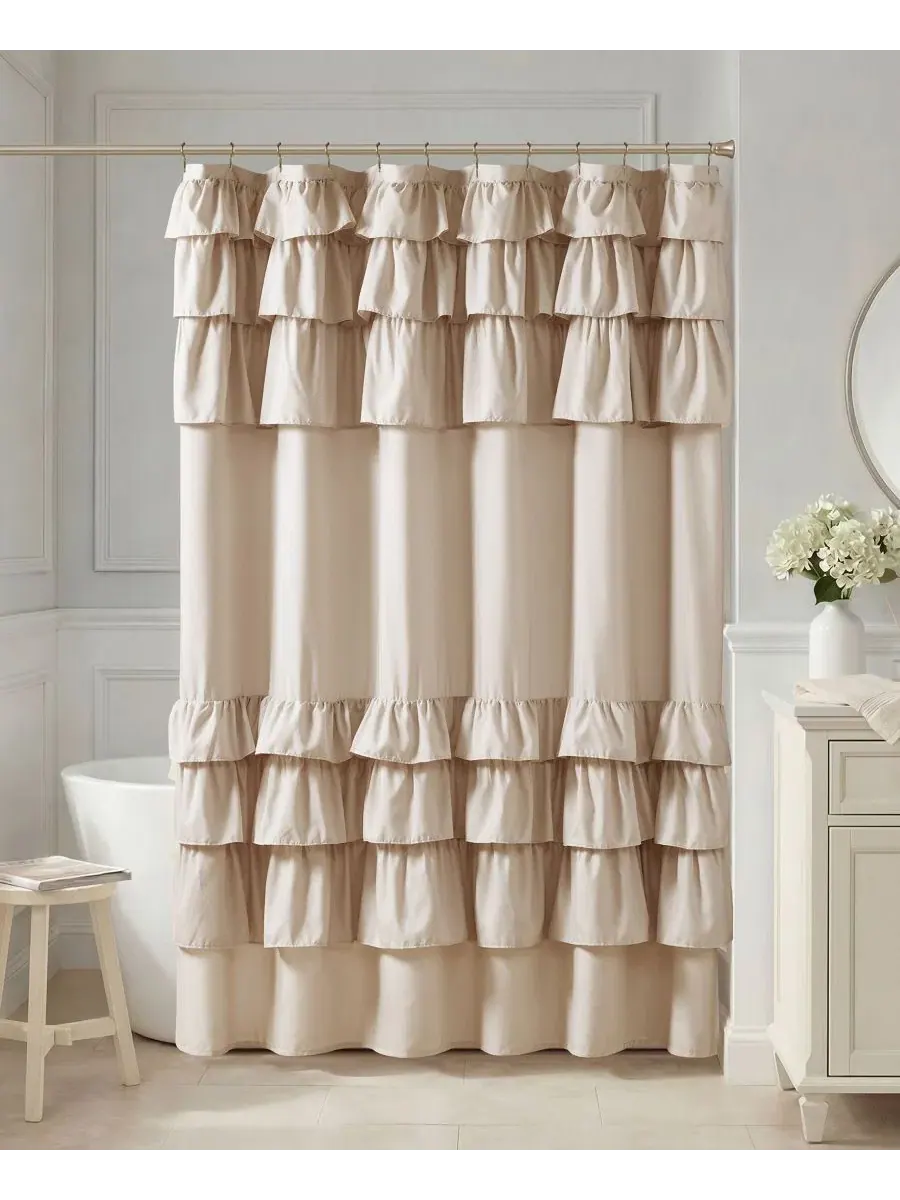 Занавеска для душа Grace с оборками, 183 см x 213 см Madison Park — изображение 1 из 10, бежевый