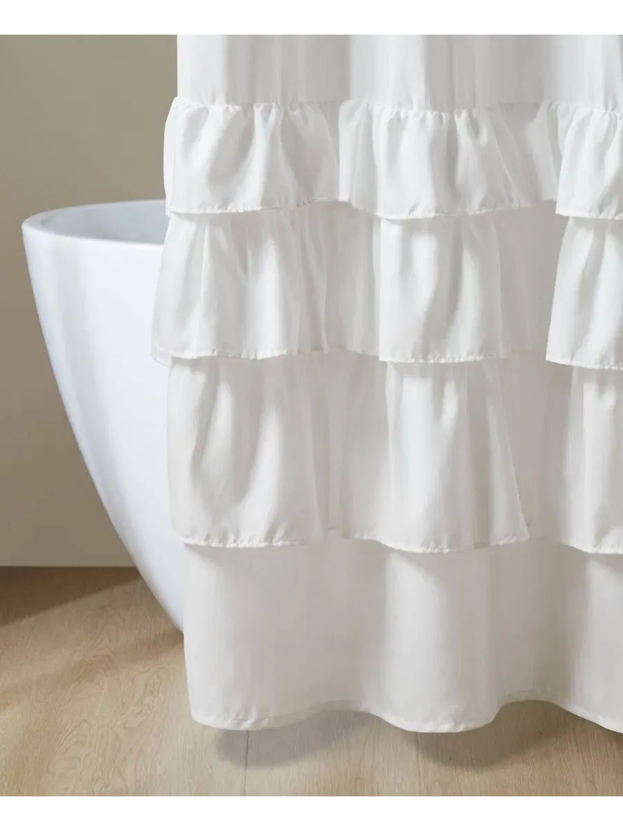 Занавеска для душа Grace с оборками, 183 см x 213 см Madison Park — изображение 5 из 10, белый