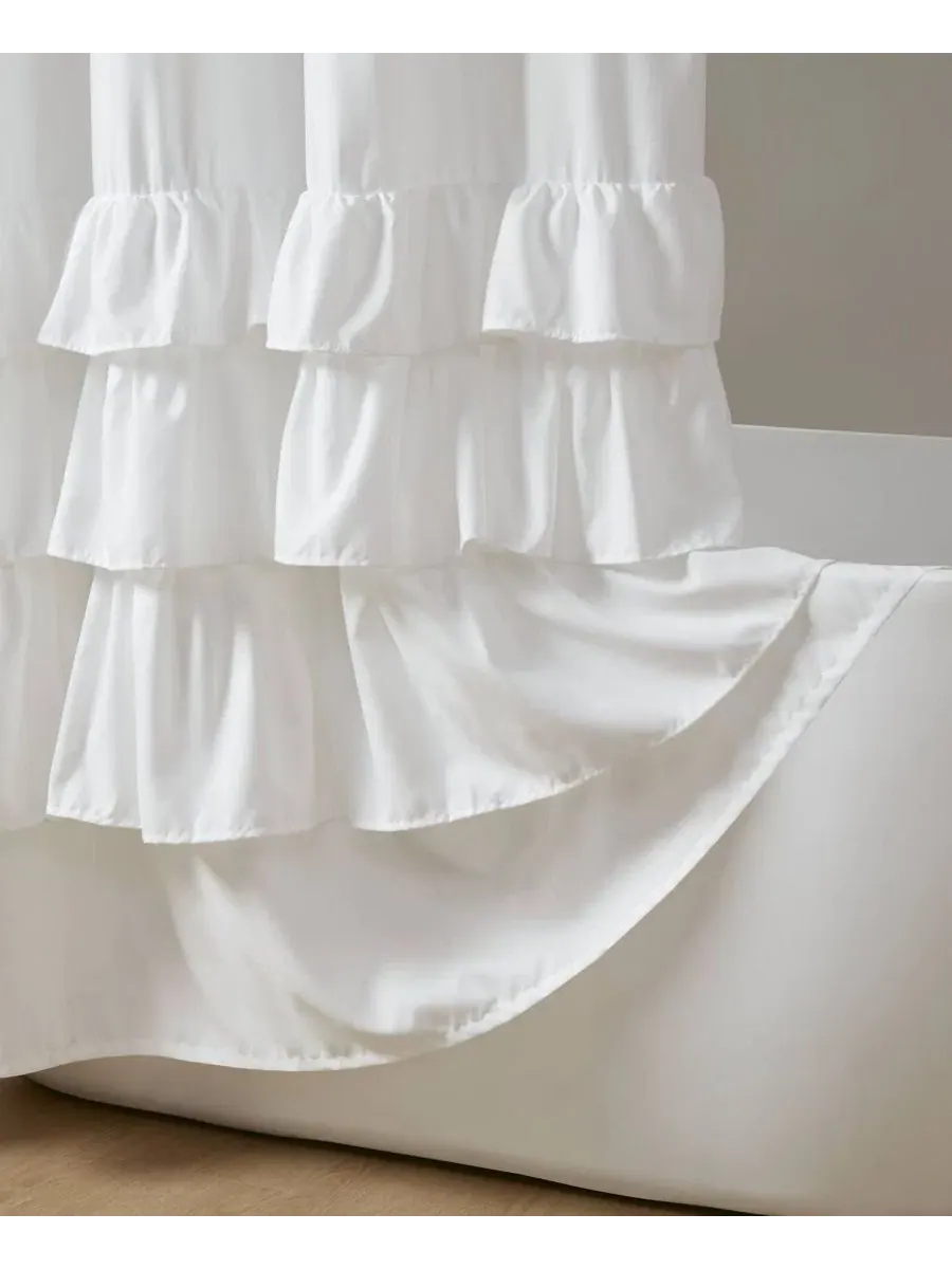 Занавеска для душа Grace с оборками, 183 см x 213 см Madison Park — изображение 7 из 10, белый