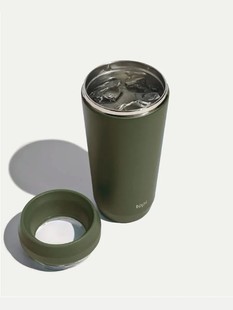 Термокружка дорожная 475 мл с крышкой 360°, To Go Travel Tumbler topl drinkware — изображение 2 из 3, оливковый