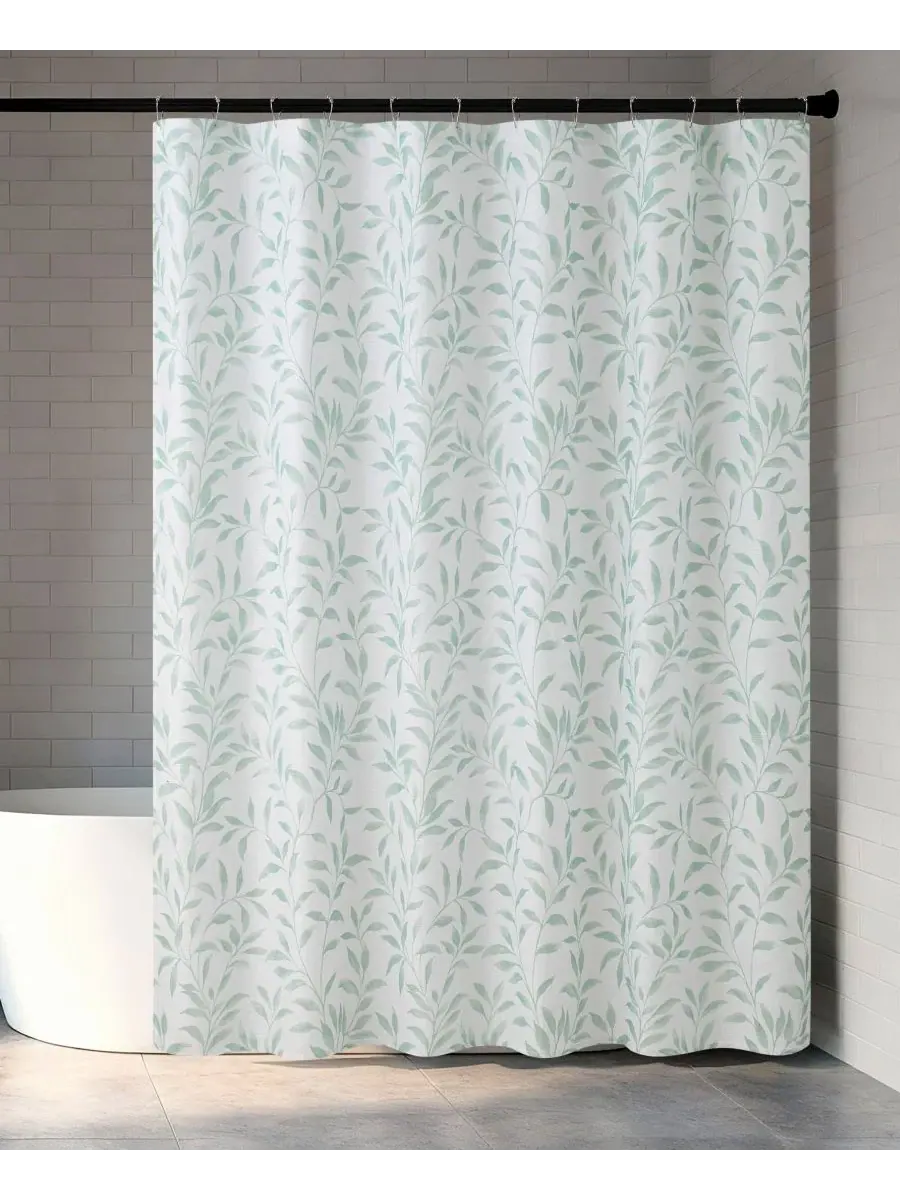 Шторка для ванной из ткани с 12 крючками, 178 x 183 см Creative Home Ideas — зеленый